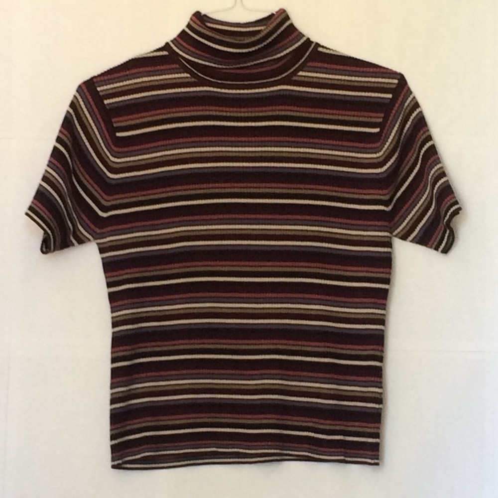 Multicolored Striped Sweater with Short Sleeves